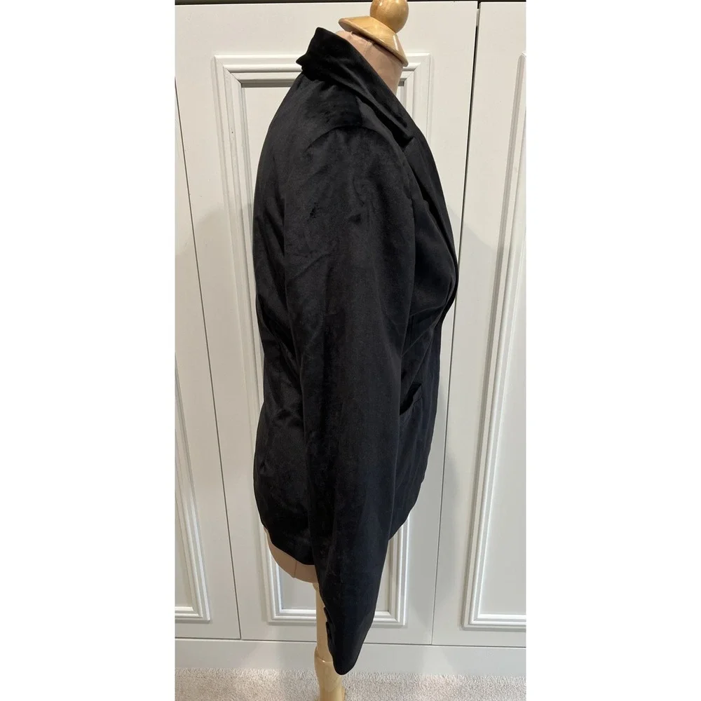 Women's Black Soft Velvet Blazer Size Small Single Button Whimsigoth Minimalist - Picture 3 of 10